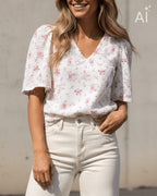 FLOYD Topp Karly Cory - Offwhite/ Light Pink