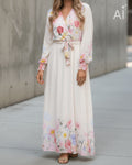 FLOYD Maxikjole Lilu Fleur - Offwhite/ Light Pink