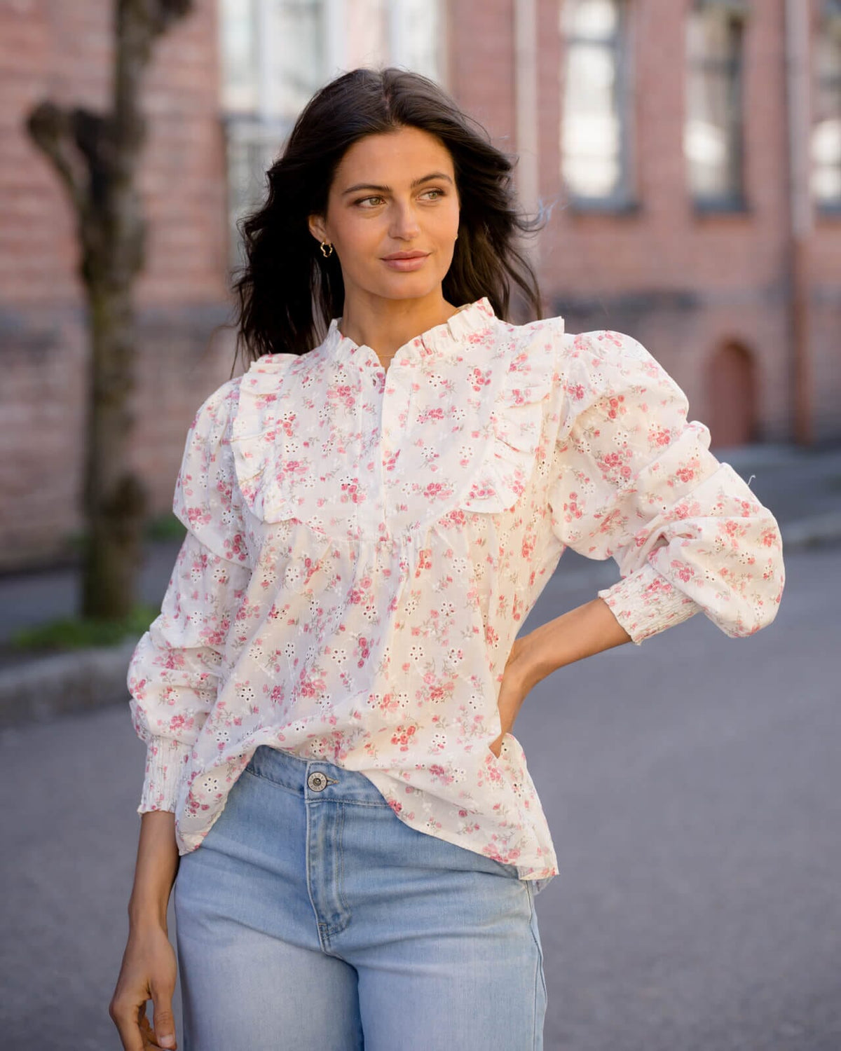 FLOYD Bluse Lany Cory - Offwhite/ Light Pink