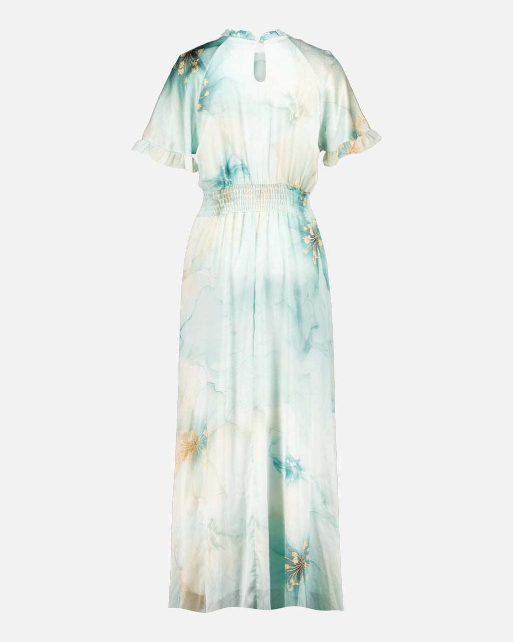 FLOYD Maxikjole Liane Satin Blom - Island Green
