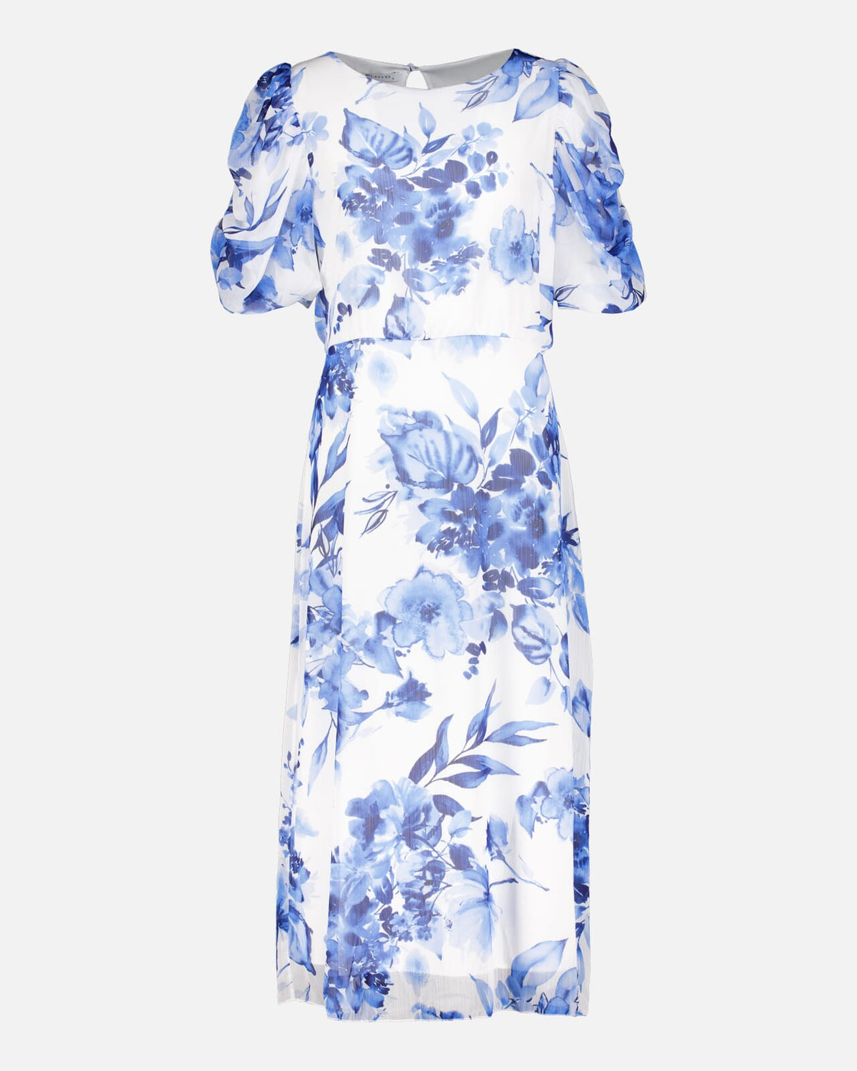 FLOYD Midikjole Morgan Delphia - Offwhite/ Blue
