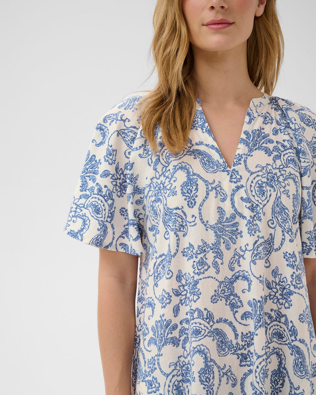 Part Two Midikjole Bentine Linmiks DR - Blue Dot Paisley Print