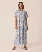 Part Two Midikjole Bentine Linmiks DR - Blue Dot Paisley Print