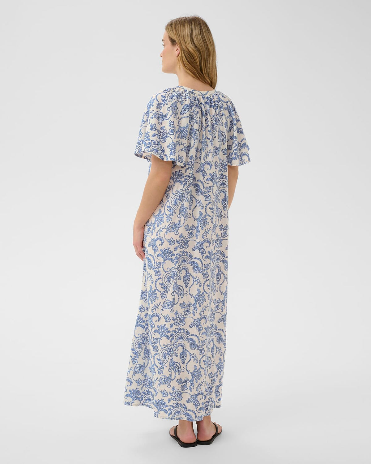 Part Two Midikjole Bentine Linmiks DR - Blue Dot Paisley Print