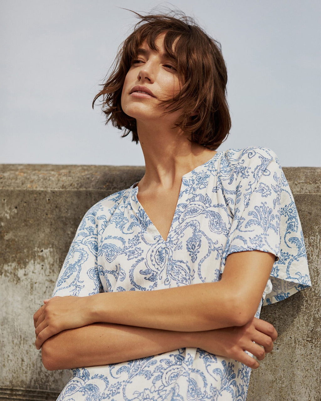 Part Two Midikjole Bentine Linmiks DR - Blue Dot Paisley Print
