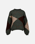 FLOYD Strikkegenser Talia Check - Army Green