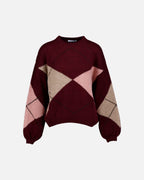 FLOYD Strikkegenser Talia Check - Bordeaux