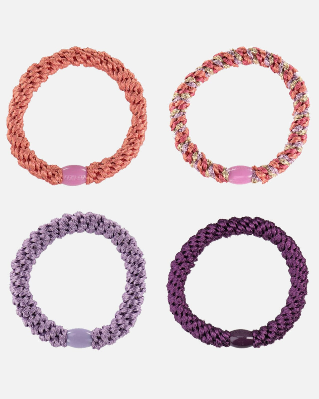 KKNEKKI by Bon Dep Hårstrikk Bundle 4 - 4pk -Pomerant/ Raspberry Mix/ Lavendel/ Grape