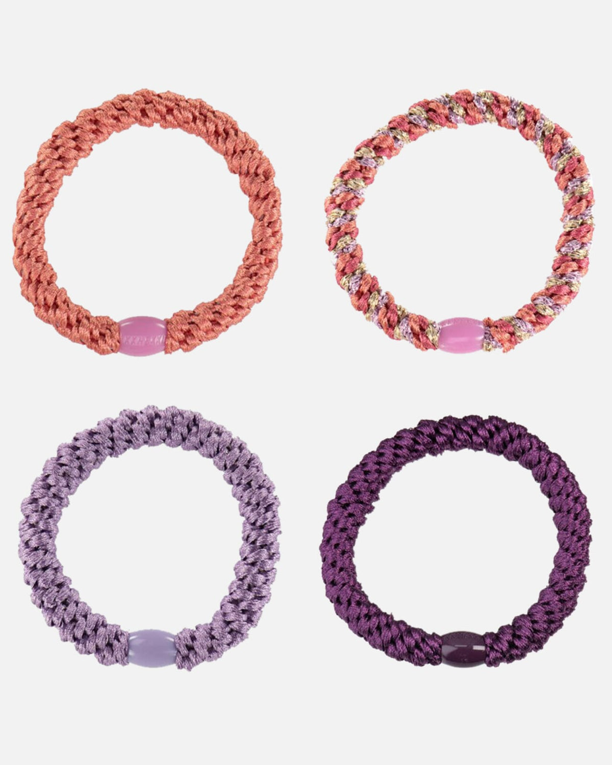 KKNEKKI by Bon Dep Hårstrikk Bundle 4 - 4pk -Pomerant/ Raspberry Mix/ Lavendel/ Grape