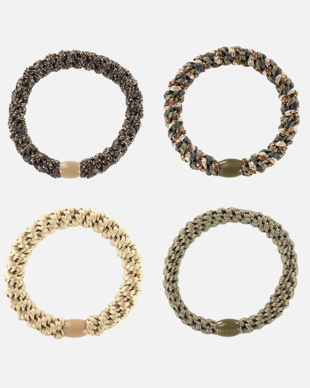 KKNEKKI by Bon Dep Hårstrikk Bundle 12 - 4pk - 31123 Bronze/ Mole/ Light Beige/ Mix Camo