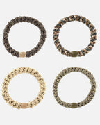 KKNEKKI by Bon Dep Hårstrikk Bundle 12 - 4pk - 31123 Bronze/ Mole/ Light Beige/ Mix Camo