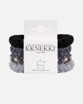 KKNEKKI by Bon Dep Hårstrikk Bundle 56 - 4pk - 31567 Velvet Charcoal/ Grey/ Black/ Stripe