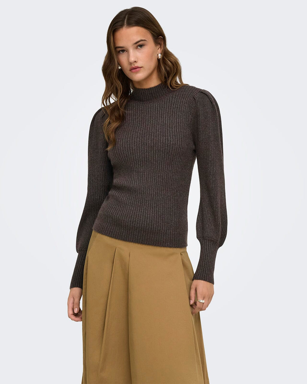 ONLY Genser Katia L/S Highneck Pull - Chocolate Torte