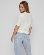 VILA Strikkegenser Dalo O-neck S/S - White Alyssum