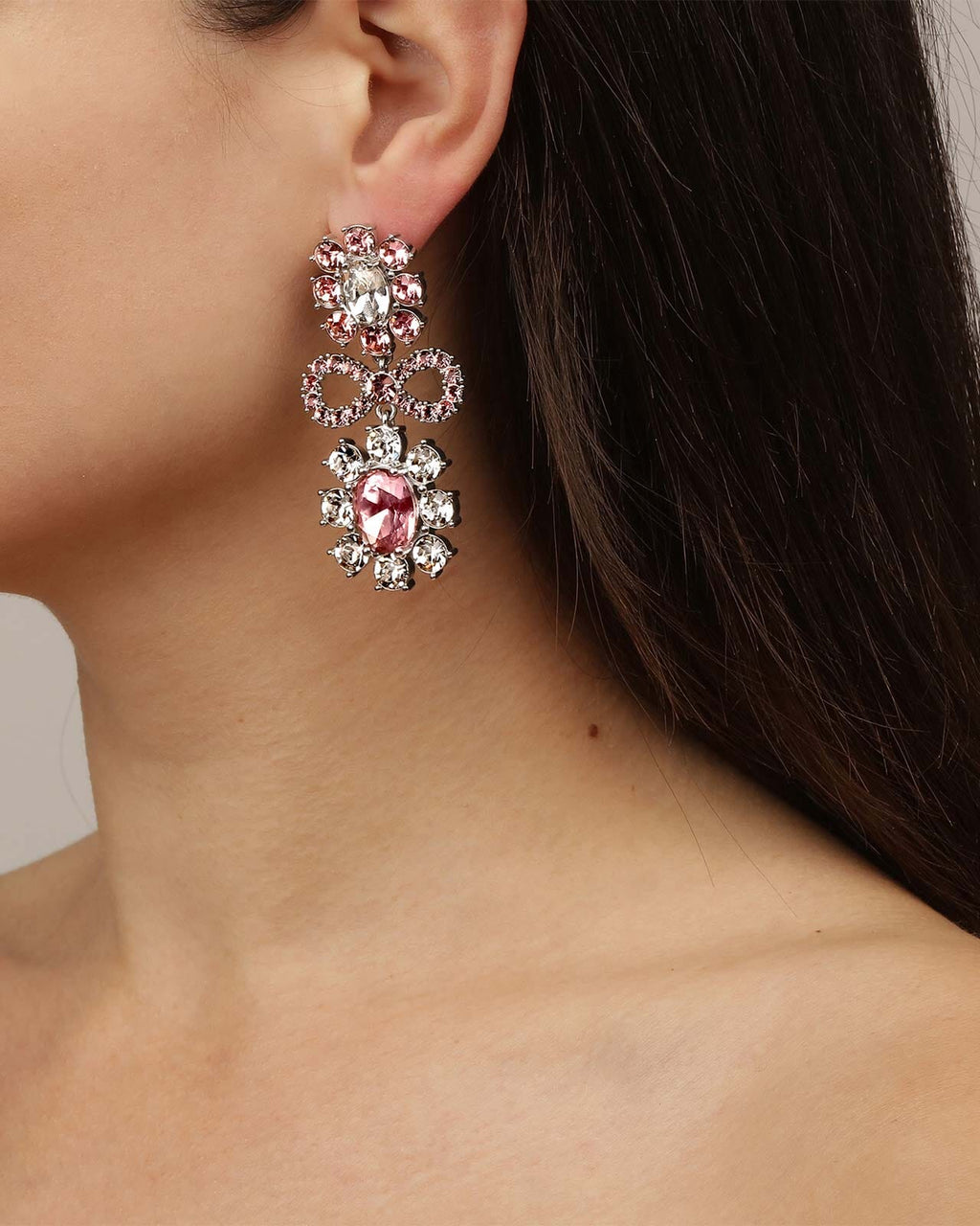 DYRBERG/KERN Øredobber Lillian - Silver/ Rose/ Crystal