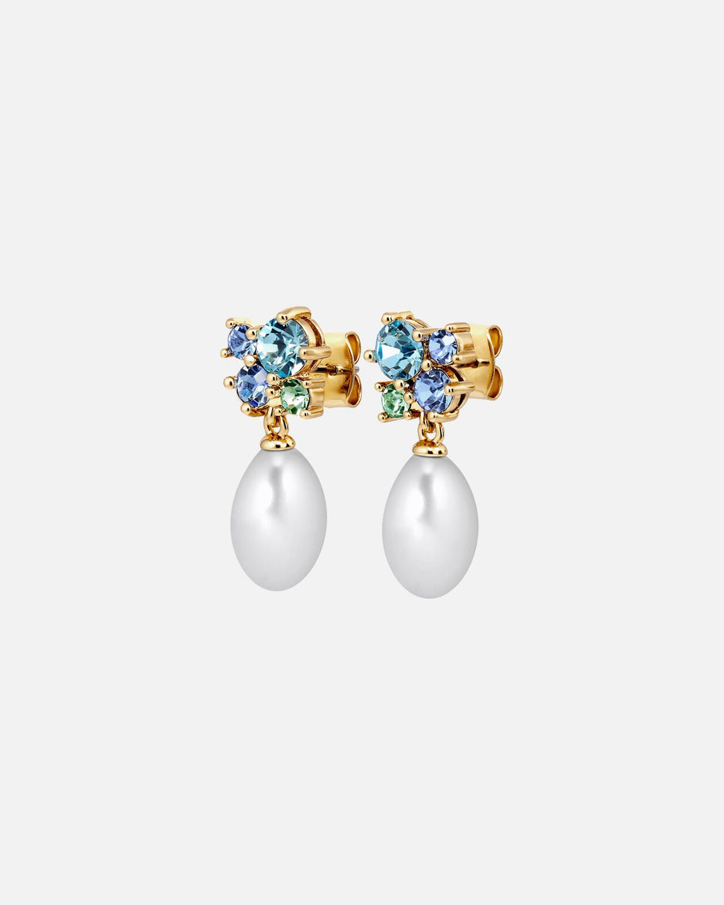 DYRBERG/KERN Øredobber Petun Aqua - Gold/ Aqua/ White Pearl