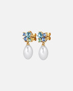 DYRBERG/KERN Øredobber Petun Aqua - Gold/ Aqua/ White Pearl