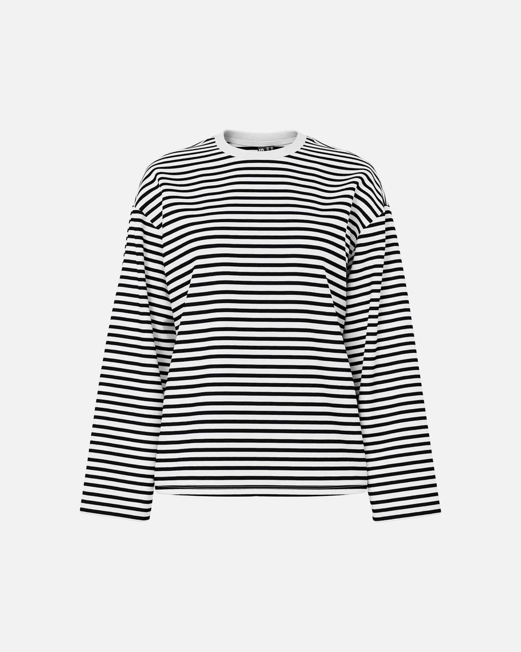 PIECES Topp Sadie LS Top - Cloud Dancer/ Black