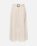 JDY Midiskjort Milan Linen HW Belted - Oatmeal Melange
