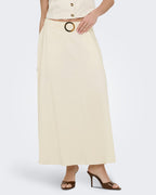 JDY Midiskjort Milan Linen HW Belted - Oatmeal Melange