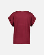 VILA Topp Ellette S/S Satin Top - Cabernet