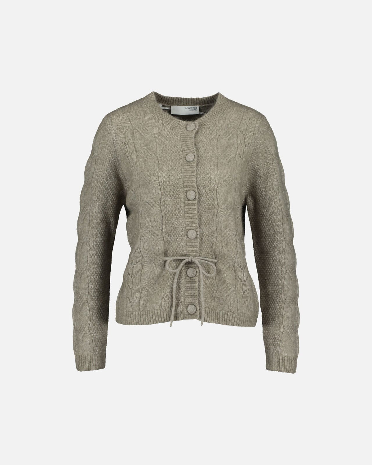 SELECTED FEMME Cardigan Vera LS Knit Belt Ullmiks - Vetiver