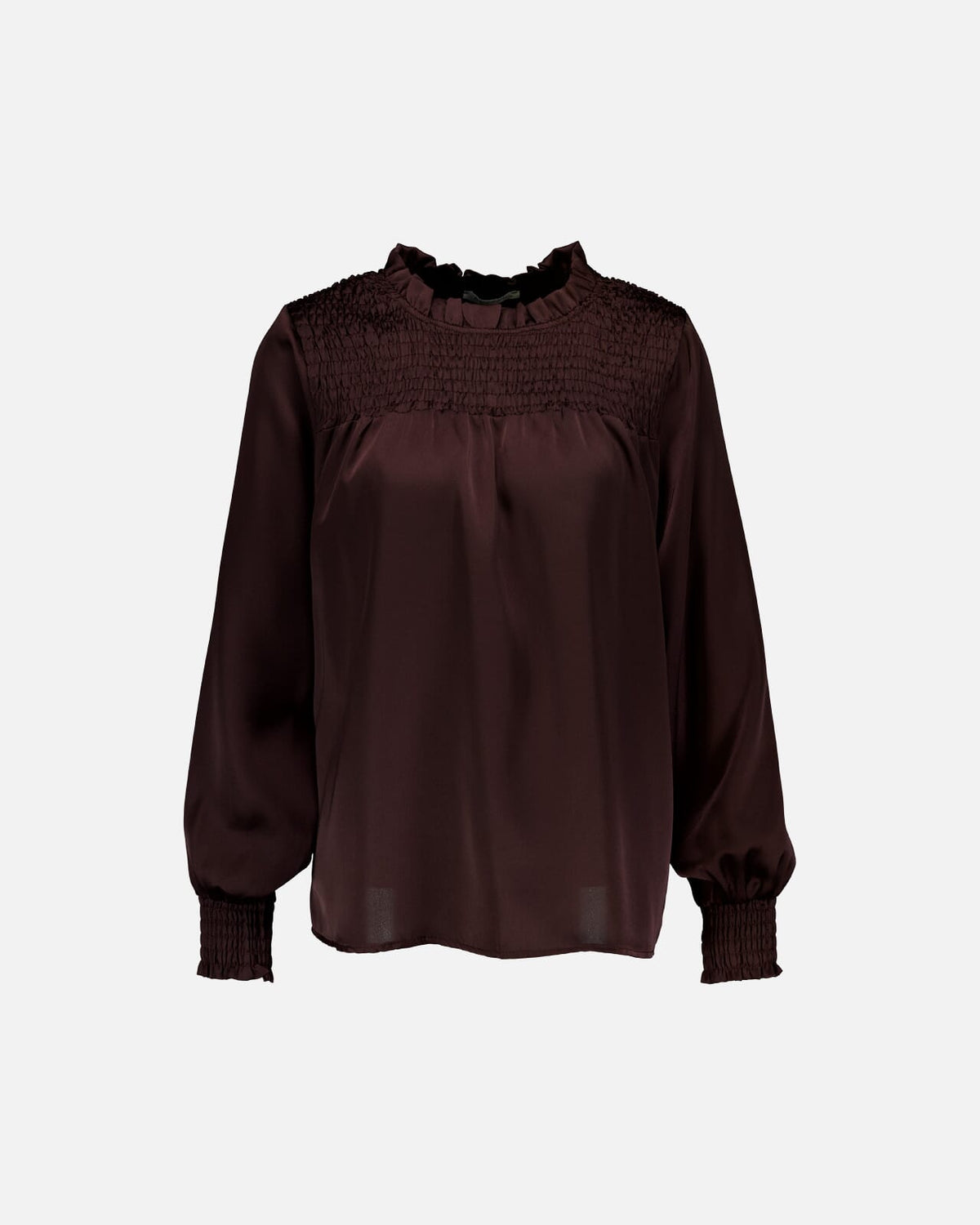FLOYD Bluse Clair Uni Satin - Dark Brown
