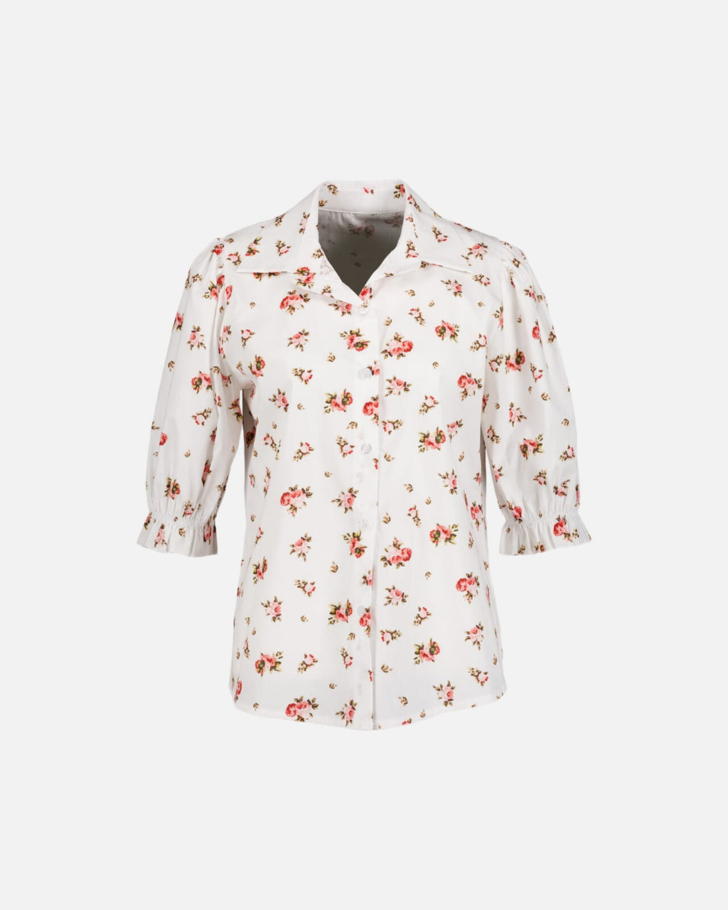 FLOYD Skjorte Gaia Fleur - Offwhite/ Red