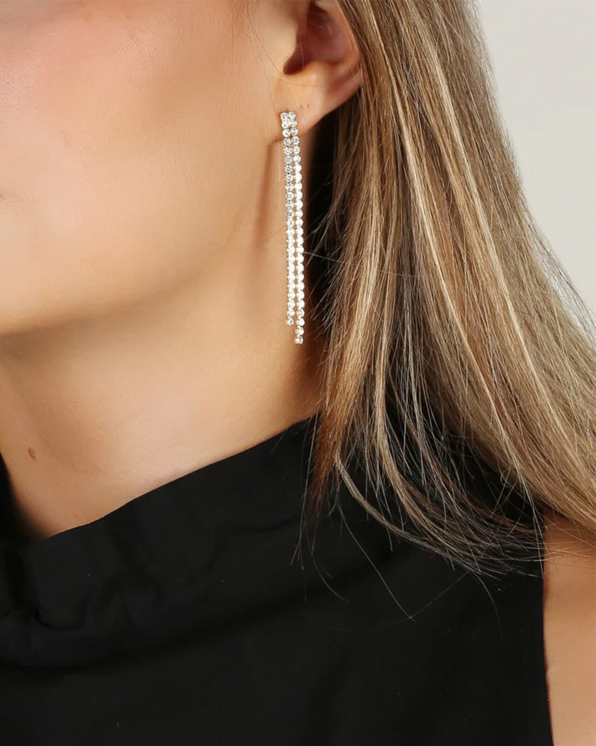 Snö of Sweden Øredobber Siri Stone Tassle Ear - Gold/ Clear