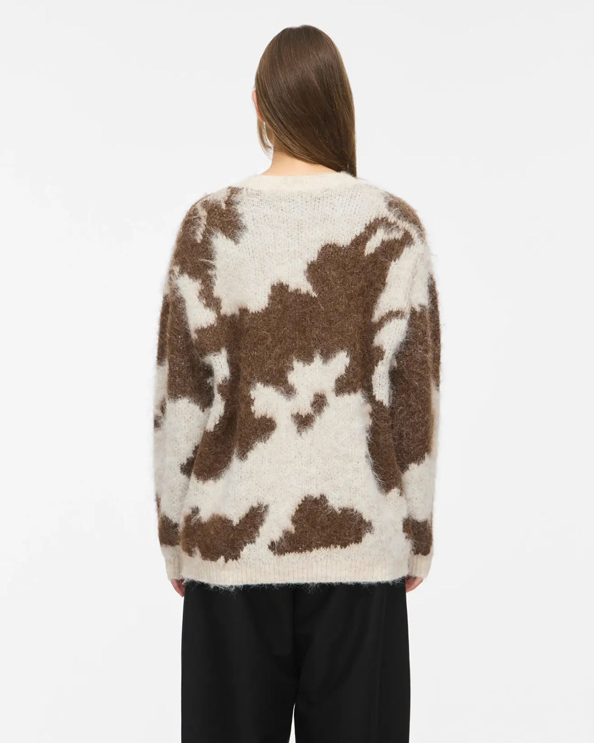 VILA Strikkegenser Venla O-neck L/S Jacquard - Super Light Natural Mel./ Coffee Bean