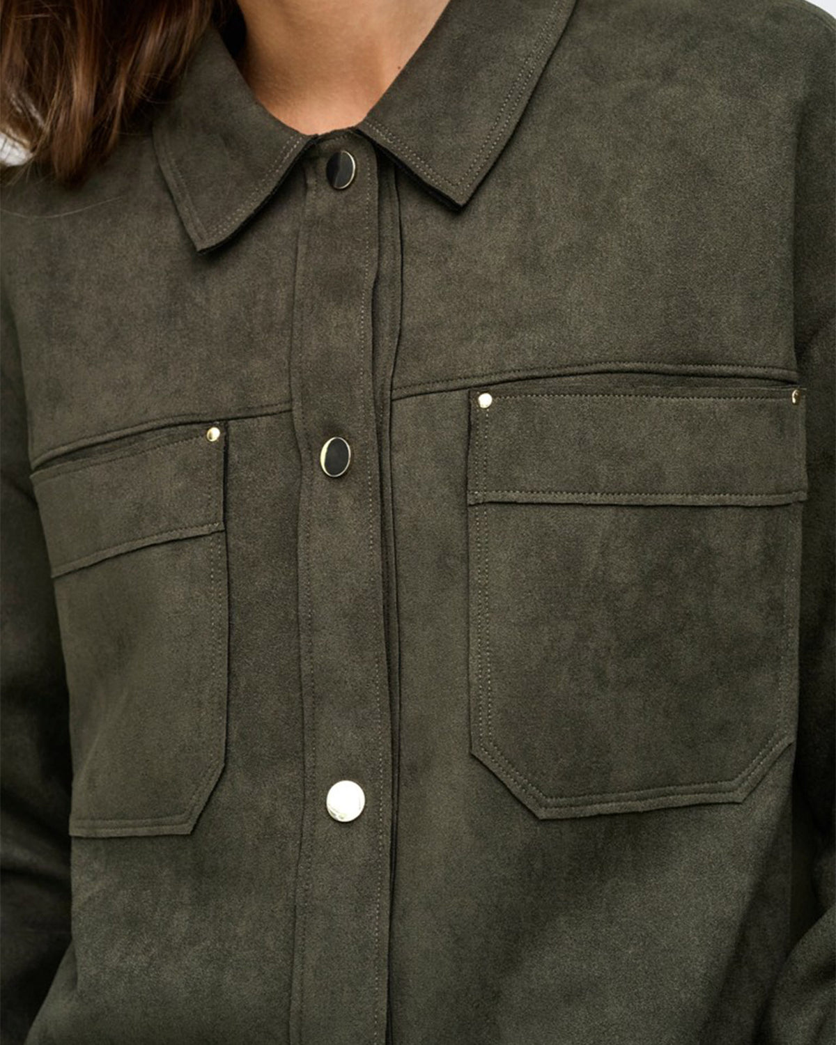 JDY Skjorte Julle L/S Fake Suede - Black Olive