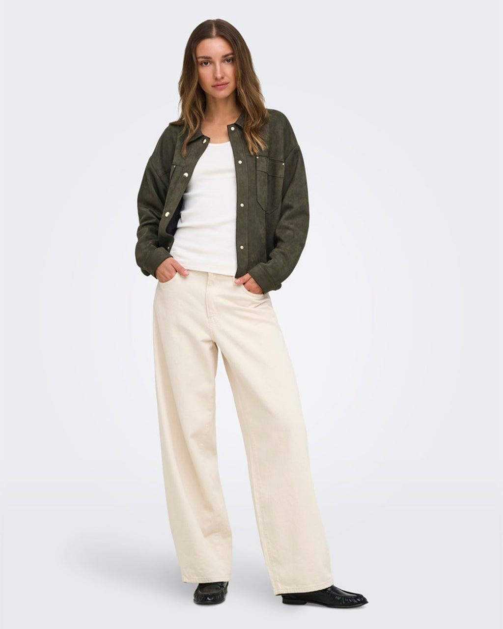 JDY Skjorte Julle L/S Fake Suede - Black Olive