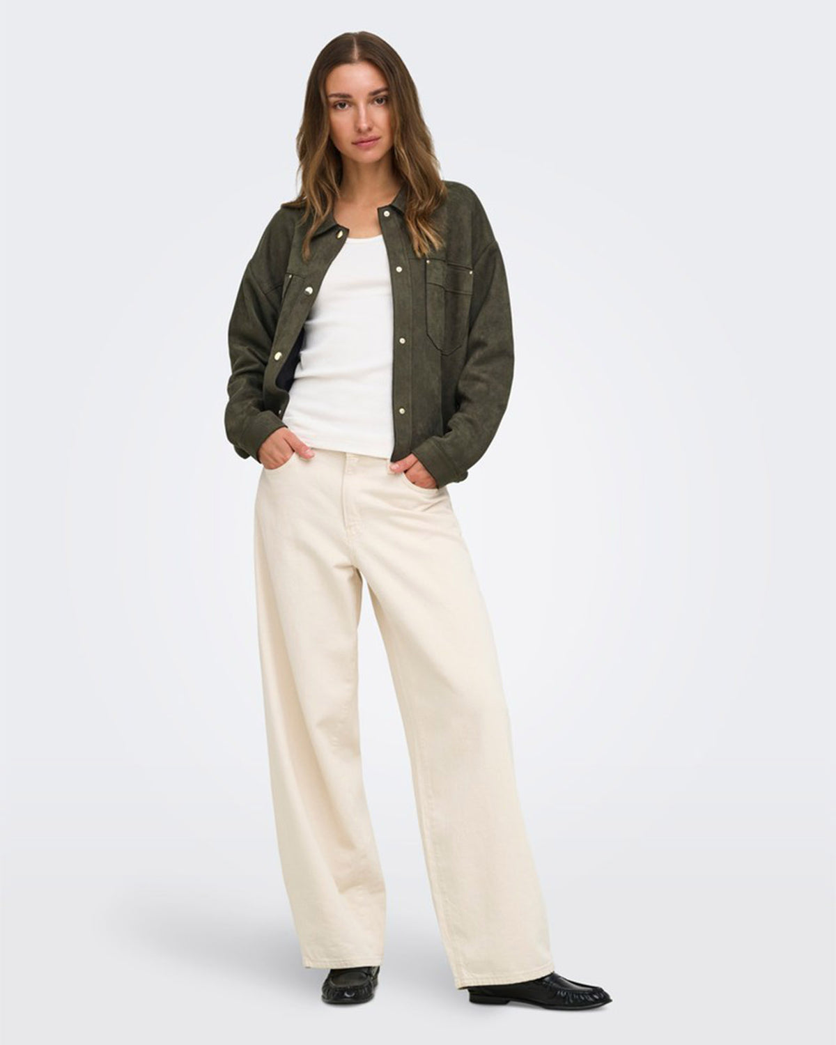 JDY Skjorte Julle L/S Fake Suede - Black Olive