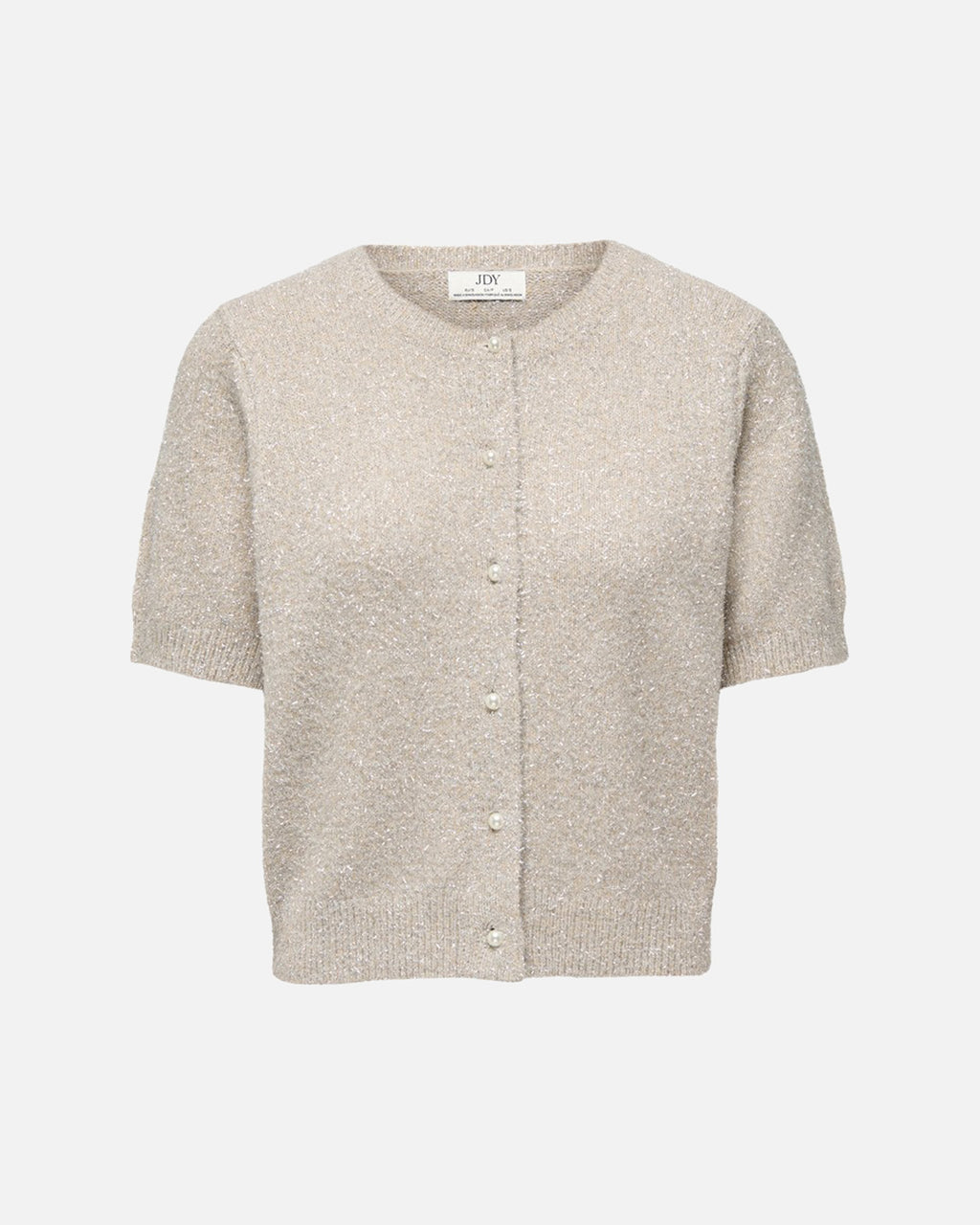 JDY Cardigan Nadine S/S Glitter - Beige w. Silver Lurex