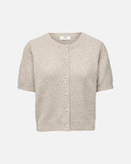 JDY Cardigan Nadine S/S Glitter - Beige w. Silver Lurex