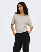 JDY Cardigan Nadine S/S Glitter - Beige w. Silver Lurex