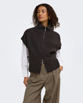 JDY Vest Lea S/L HN 2Way Zip - Chocolate Torte Melange