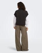 JDY Vest Lea S/L HN 2Way Zip - Chocolate Torte Melange