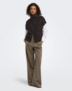 JDY Vest Lea S/L HN 2Way Zip - Chocolate Torte Melange