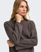 JDY Genser Talia L/S On Faux Fur Pullover - Mulch W. Faux Fur Detail