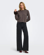 JDY Genser Talia L/S On Faux Fur Pullover - Mulch W. Faux Fur Detail