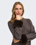 JDY Genser Talia L/S On Faux Fur Pullover - Mulch W. Faux Fur Detail