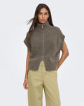JDY Vest Lea S/L HN 2Way Zip - Falcon Melange