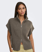 JDY Vest Lea S/L HN 2Way Zip - Falcon Melange
