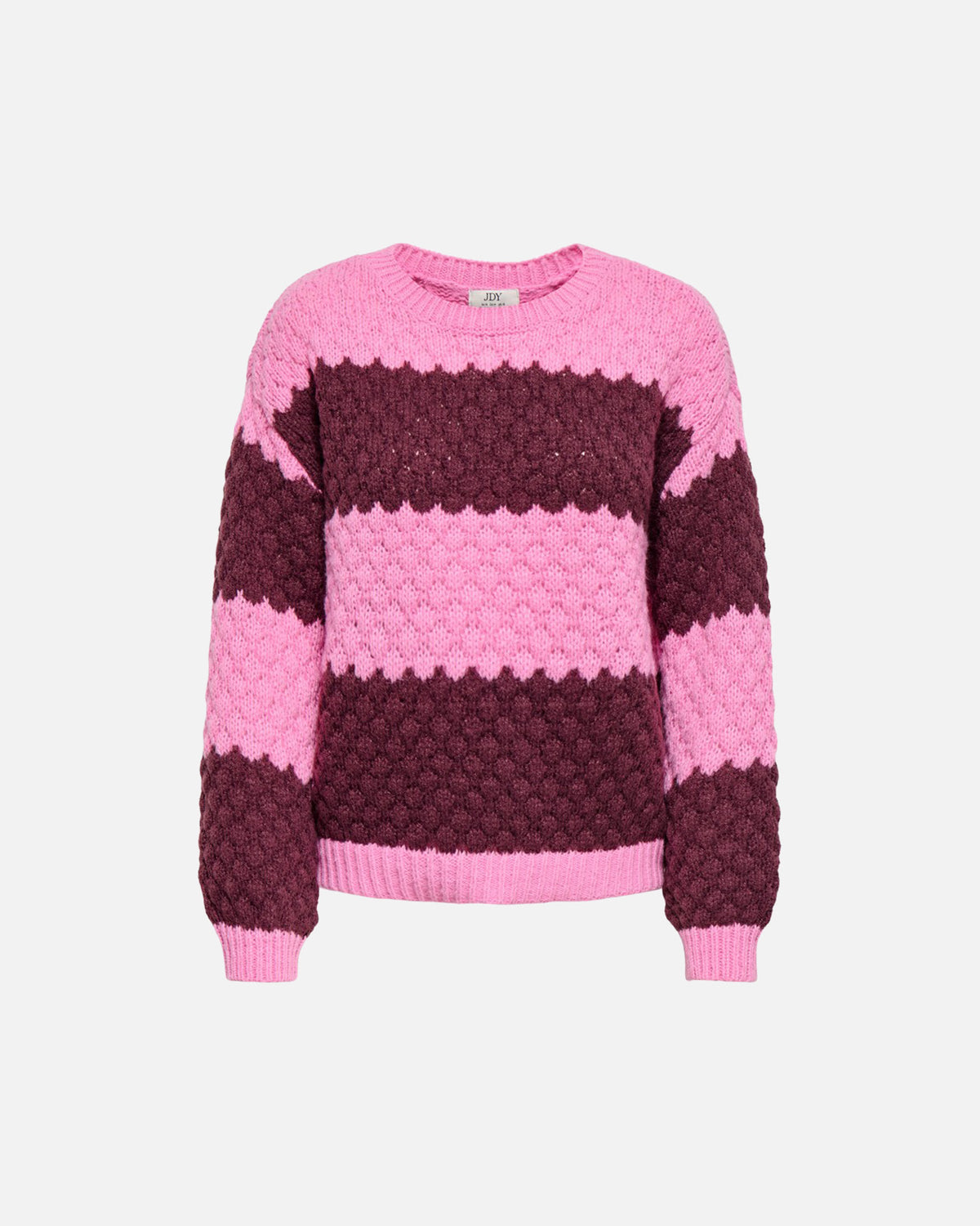 JDY Strikkegenser Vilda L/S Detail Pullover Knit - Cyclamen Stripe crush