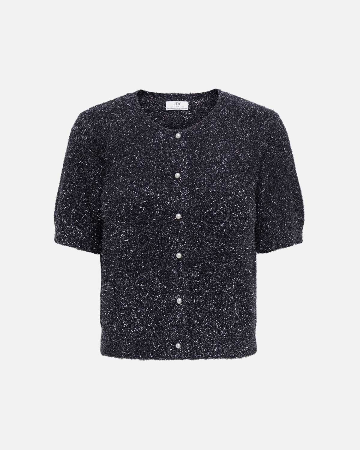 JDY Cardigan Nadine S/S Glitter - Black w. Silver Lurex
