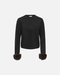 JDY Genser Talia L/S On Faux Fur Pullover - Black W. Faux Fur Detail