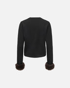 JDY Genser Talia L/S On Faux Fur Pullover - Black W. Faux Fur Detail