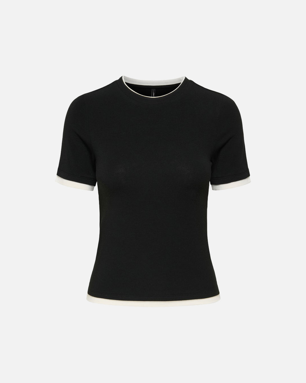 ONLY T-skjorte Virro S/S Double - Black Cloud Dancer