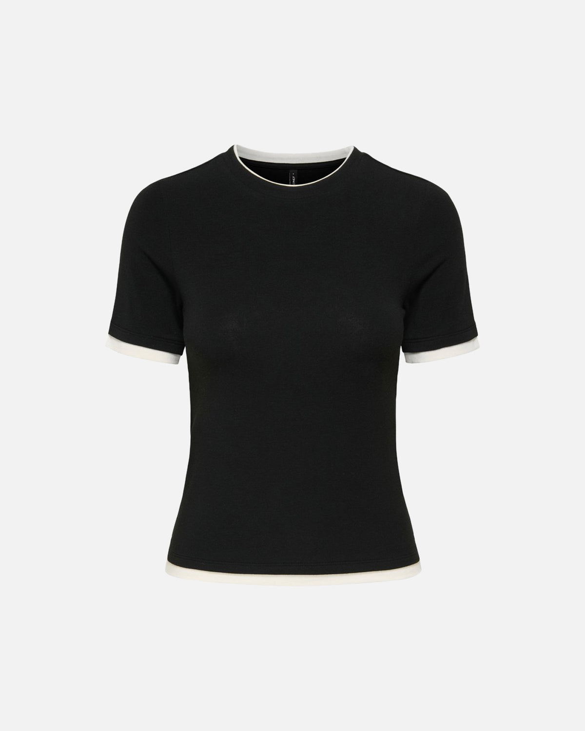 ONLY T-skjorte Virro S/S Double - Black Cloud Dancer